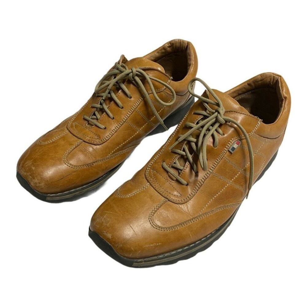 Franco Fortini Leather casual Shoes tan brown lace up made in Italy sz 13 M - Picture 2 of 8